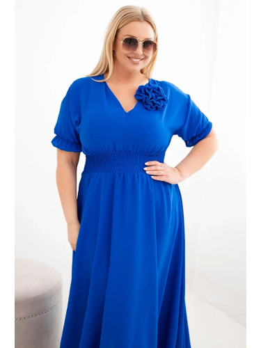 Рокля Kesi Plus size с V-образно деколте в синьо
