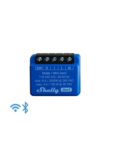Wi-Fi Smart електромер, 230VAC, 30VDC, Shelly 1 Mini Gen3, монофазен, 261576