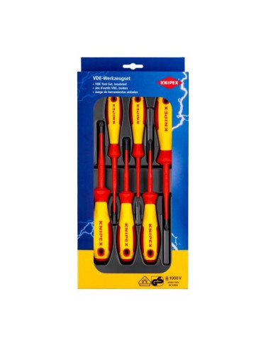 Комплект от 6 изолирани отвертки, прави и кръстати, 1000V, KNIPEX  00 20 12 V04