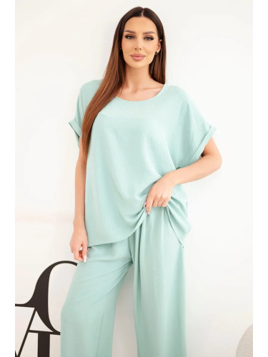 Дамска блуза и панталон Kesi Plus Size, цвят тъмна мента