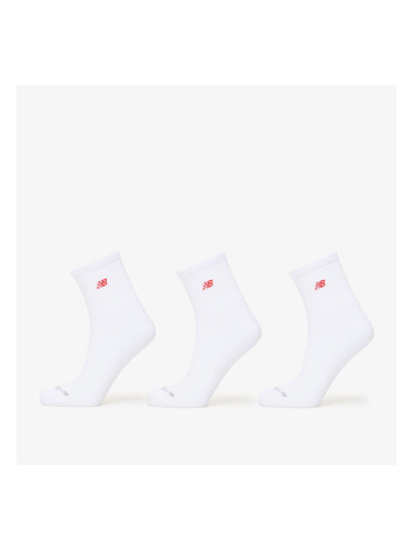 New Balance Red Patch Logo Ankle 3-Pack White M