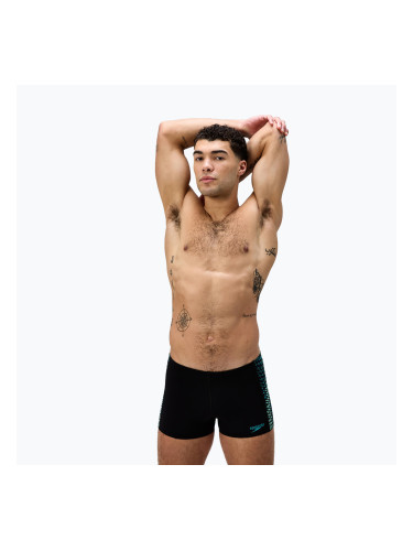 Мъжки боксерки за плуване Speedo Endurance+ Tech Panel Aquashort black/turquoise gem