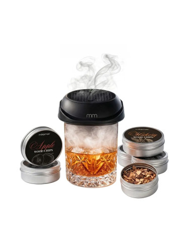 Комплект за опушване на уиски Mikamax - Whiskey Smoker, електронен, 6х аромата