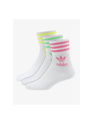 ADIDAS 3 Packs Originals Mid Cut Crew Socks White