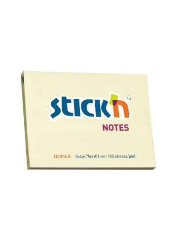 Stick'n Самозалепващи се листчета, 76 x 101 mm, пастелни, жъ