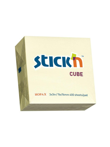 Stick'n Самозалепващи се листчета, 76 x 76 mm, пастелни, жъл