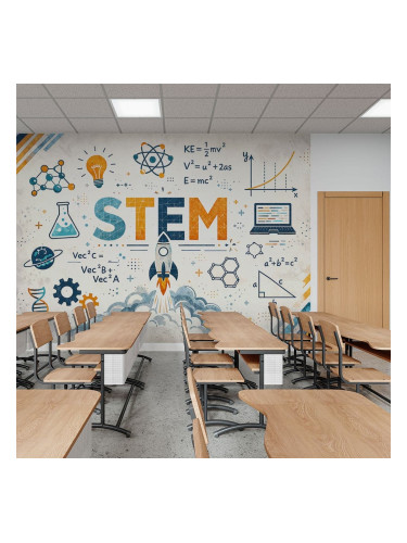 Детски фототапет STEM ракета и научни формули