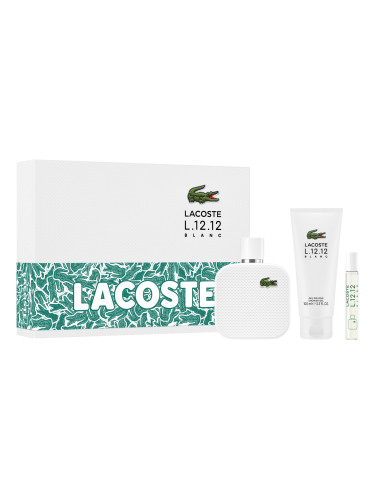 КОМПЛЕКТ LACOSTE L.12.12 Blanc Eau De Toilette + Travel Spray + Shower Gel Тоалетна вода (EDT) мъжки 100ml