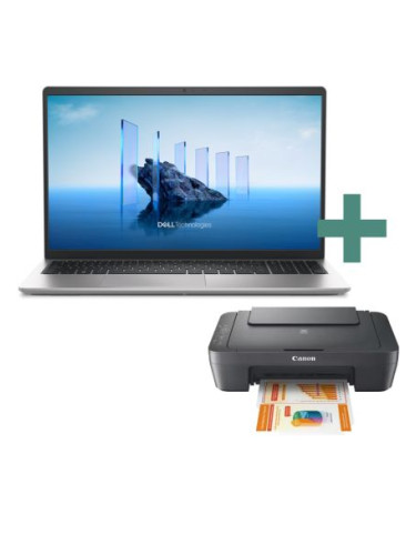 КОМБИНАЦИЯ С ПОДАРЪК Dell Pro 15 Essential PV15250 15.6" FHD IPS Intel Core 3 100U 8GB RAM 512GB SSD Ubuntu BG kbd - Platinum Silver + Canon PIXMA MG2551S All-In-One - Grey