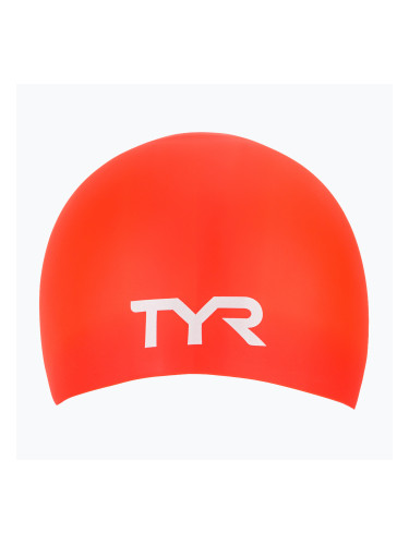 Шапка за плуване TYR Long Hair Wrinkle Free Silicone bright red
