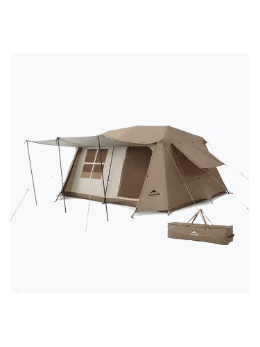Палатка за къмпинг 4-местна Naturehike Village 13 Ridge Ultimate Edition brown/ti black