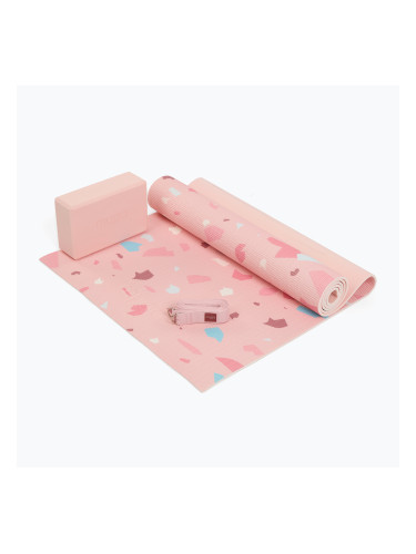 Комплект за йога Myga Terrazzo Yoga Set mat + block + strap purple