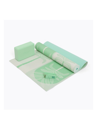 Комплект за йога Myga Sage Palm Yoga Set mat + block + green strap