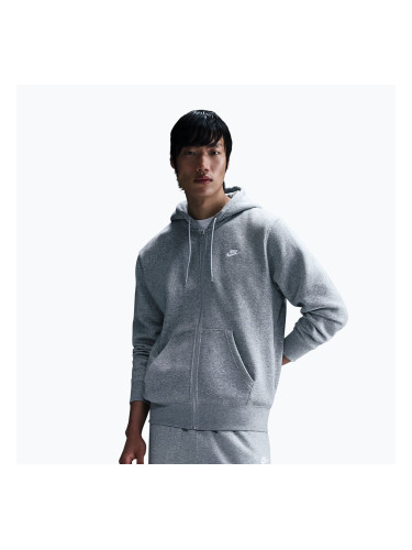 Мъжки суитшърт Nike Club Full Zip Hoodie dark grey heather/light smoke grey/white
