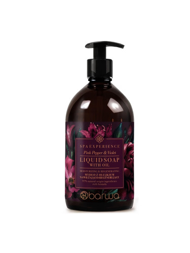 Хидратиращ и регенериращ течен сапун с натурални масла BARWA SPA Experience Liquid soap PINK PEPPER & VIOLET