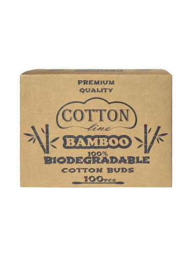 100% биоразградими бамбукови клечки за уши Cotton Line BAMBOO