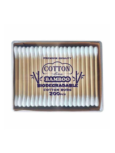 Биоразградими бамбукови клечки за уши Cotton Line BAMBOO
