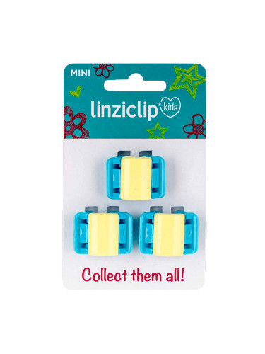 Щипка за коса детска малка жълта с тюркоаз крила Linziclip kids MINI