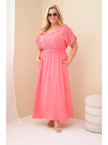 Рокля Kesi Plus Size с волани на талията, розова