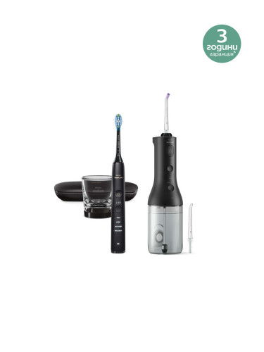Зъбен душ и звукова четка за зъби и Philips Sonicare DiamondClean 9000, черна HX3886/43