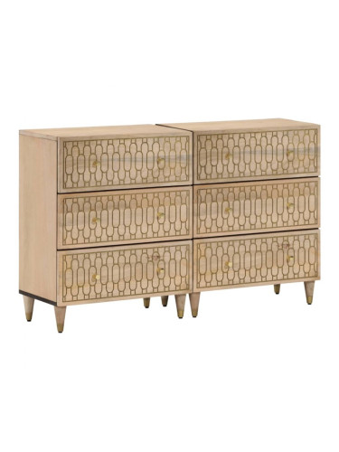 Sonata H Странични шкафове 2 бр 60x33x75 см манго масивно дърво