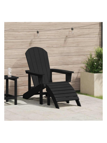 Sonata H Стол Adirondack с подложка за крака Черен HDPE