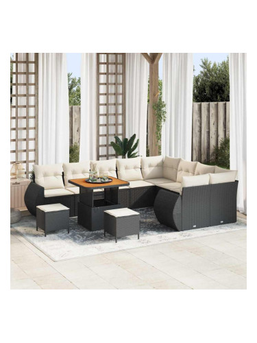 Sonata H Градински Софа Комплект 12 pcs Черно и кремаво 80 x 80 x 71 cm