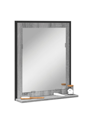 Sonata H Огледало за баня с рафт сив сонома 50x12x60 см инженерно дърво