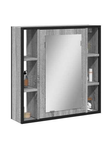 Sonata H Огледален шкаф за баня сив сонома 60x16x60 см инженерно дърво