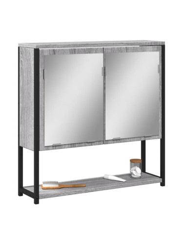 Sonata H Огледален шкаф за баня сив сонома 60x16x60 см инженерно дърво