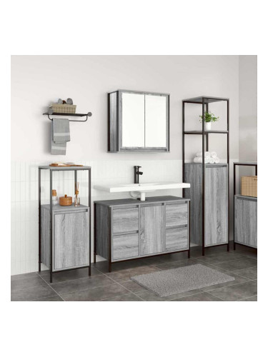 Sonata H Комплект мебели за баня с чекмедже 3 pcs Сив сонома и Черен