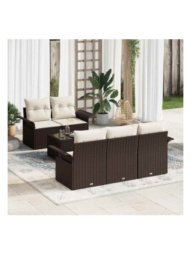 Sonata H Градински Софа Комплект 6 pcs Кафяв и Кремав 55 x 55 x 37 см