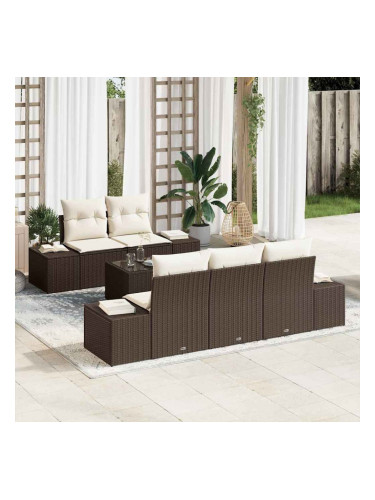 Sonata H Градински Софа Комплект 6 pcs Кафяв и Кремав 55 x 55 x 37 см