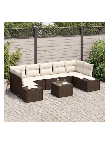Sonata H Градински Софа Комплект 8 pcs Кафяв и Кремав 55 x 55 x 37 см