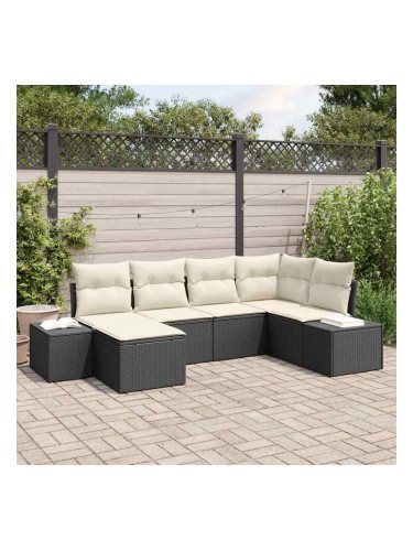Sonata H Градински Софа Комплект 6 pcs Черно и кремаво 264 x 154 x 85 см