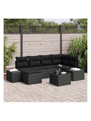 Sonata H Градински Софа Комплект 7 pcs Черно 264 x 154 x 85 см Полиратан