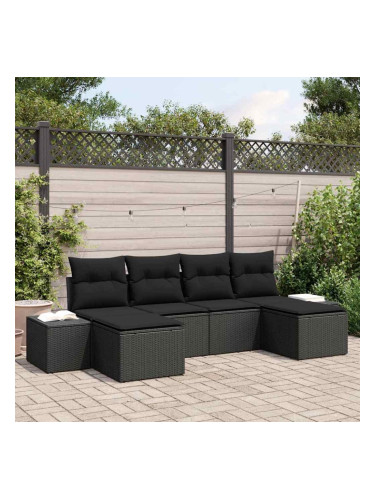 Sonata H Градински Софа Комплект 6 pcs Черно 184 x 62 x 85 см Полиратан