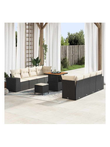 Sonata H Градински Софа Комплект 11 pcs Черен и кремав 80 x 80 x 71 cm
