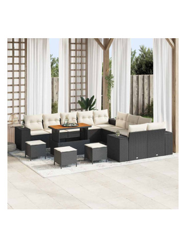 Sonata H Градински Софа Комплект 14 pcs Черен и кремав 110 x 55 x 71 см
