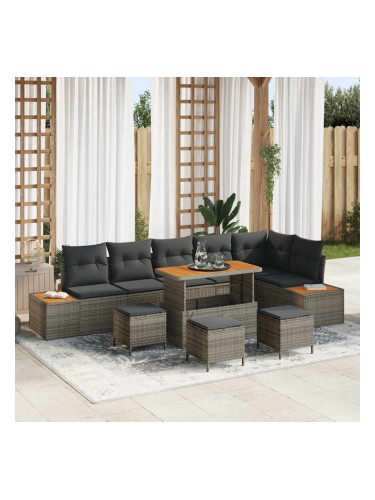 Sonata H Градински Софа Комплект с възглавница 10 pcs Сив Полиратан