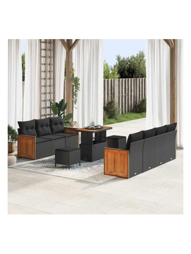 Sonata H Градински Софа Комплект 10 pcs Черно 90 x 55 x 71 cm полиратан