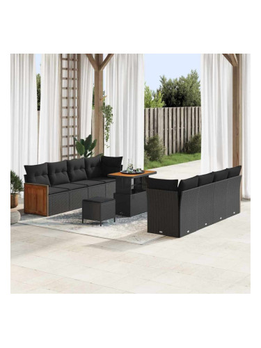 Sonata H Градински Софа Комплект 11 pcs Черно 90 x 55 x 71 cm полиратан