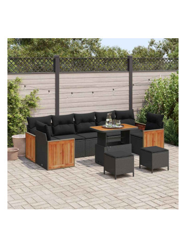 Sonata H Градински Софа Комплект 10 pcs Черно 90 x 55 x 71 cm полиратан