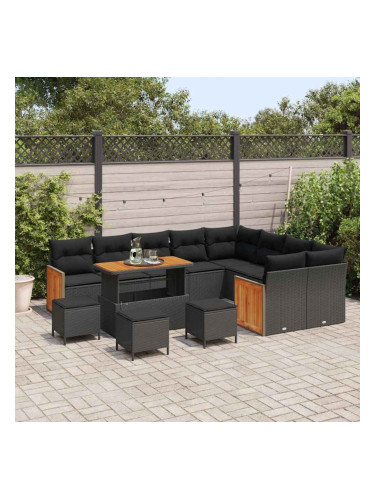 Sonata H Градински Софа Комплект 13 pcs Черно 110 x 55 x 71 см полиратан