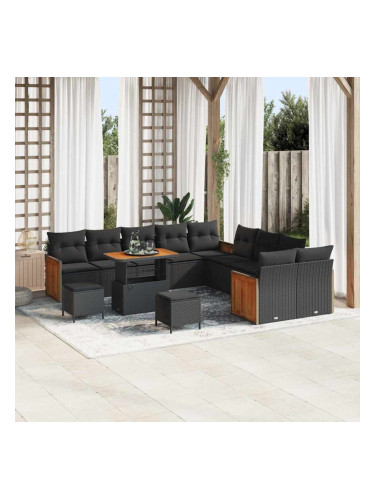 Sonata H Градински Софа Комплект 13 pcs Черно 90 x 55 x 71 cm полиратан
