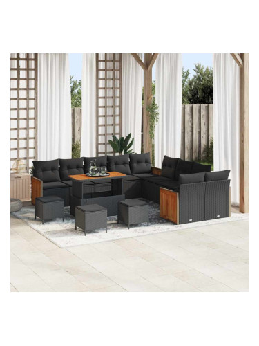 Sonata H Градински Софа Комплект 14 pcs Черно 110 x 55 x 71 см полиратан