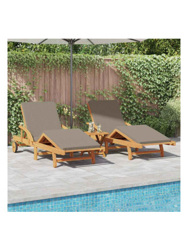Sonata H Шезлонг 2 pcs Таупе 200 x 67 x 84cm Масивна акациева дървесина