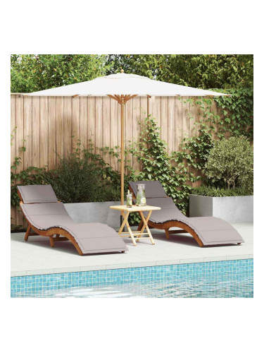 Sonata H Шезлонг 2 pcs Таупе 184 x 55 x 64 см Масивна акациева дървесина