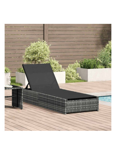 Sonata H Шезлонг с възглавница 1-човек Сив 60 x 200 x 27см полиратан