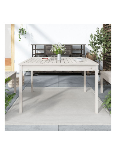 Sonata H Градинска маса бяла 121x82,5x76 см борово дърво масив